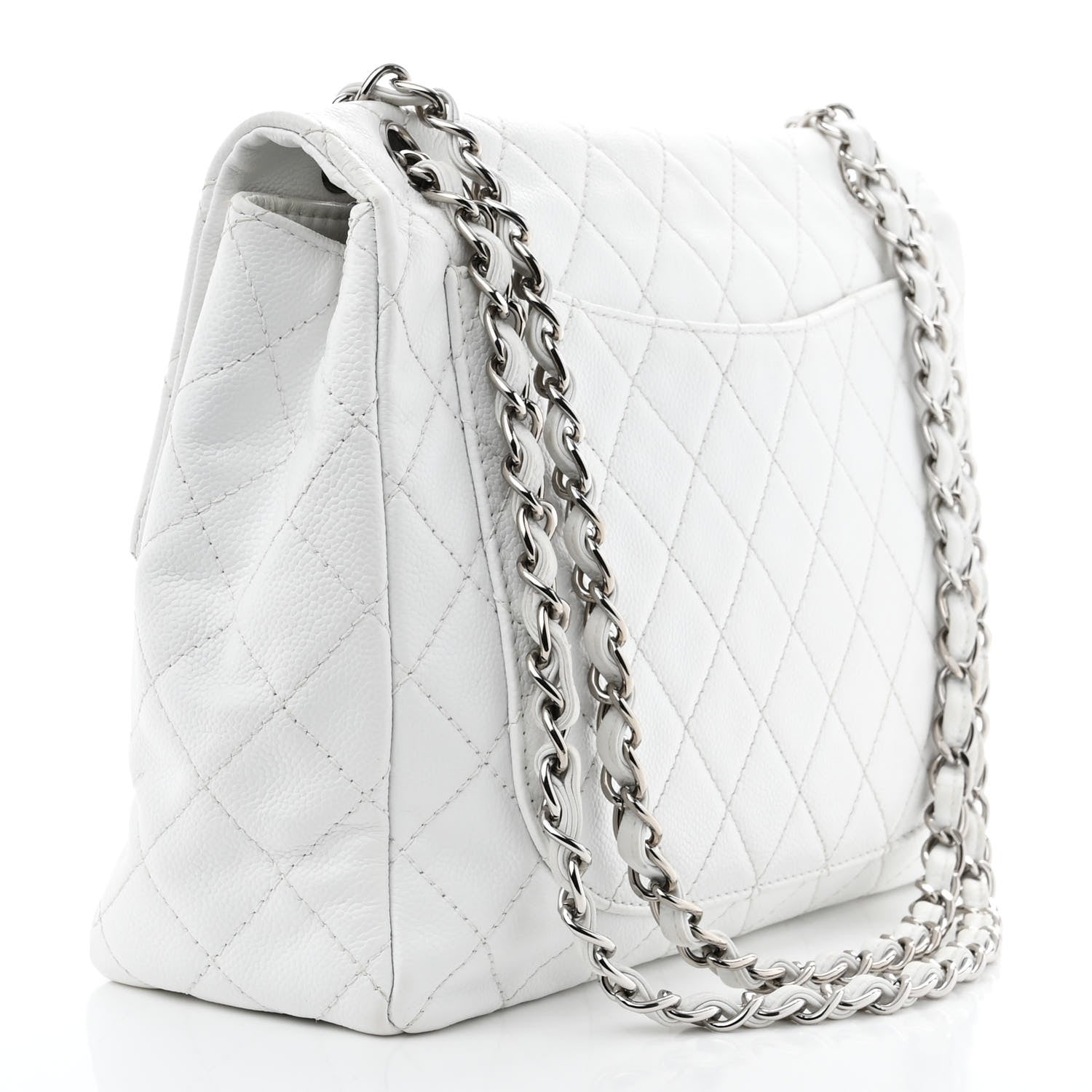Chanel Caviar Quilted Maxi Single Flap White 3 of 13
