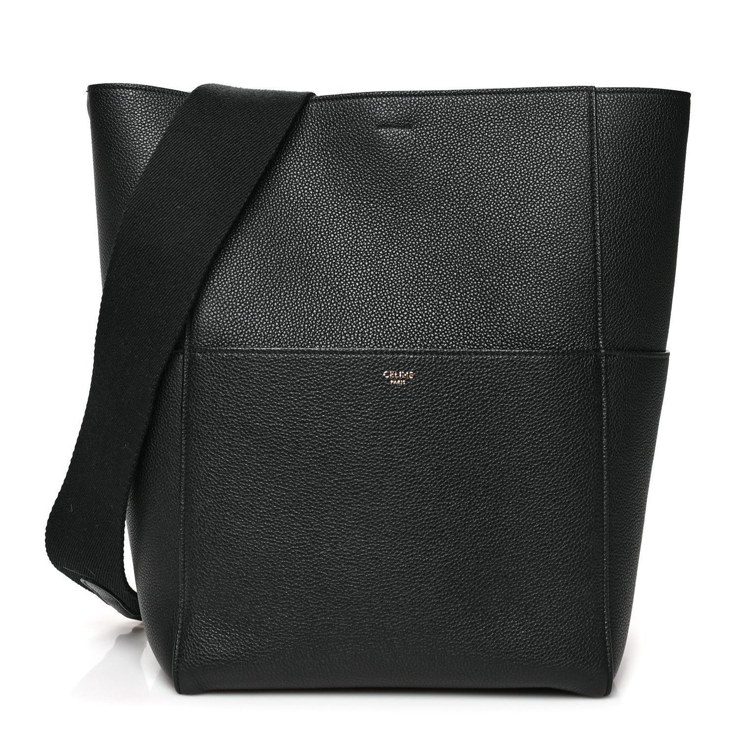 Celine Soft Grained Calfskin Sangle Bucket Bag Black 1 of 9
