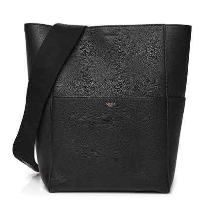 Celine Soft Grained Calfskin Sangle Bucket Bag Black 1 of 9