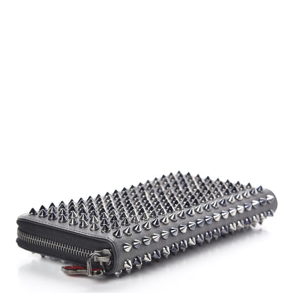 Christian Louboutin Metallic Calfskin Panettone Spiked Zip Around Wallet Anthracite Gun Metal 4 of 11