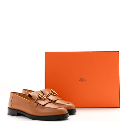 Hermes Calfskin Womens Impact Loafers 37.5 Naturel 10 of 10
