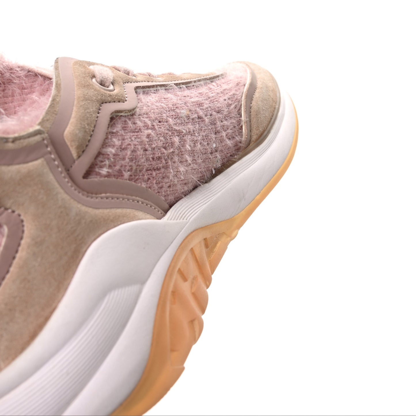 Suede Calfskin Stretch Fabric CC Sneakers 38.5 Pink