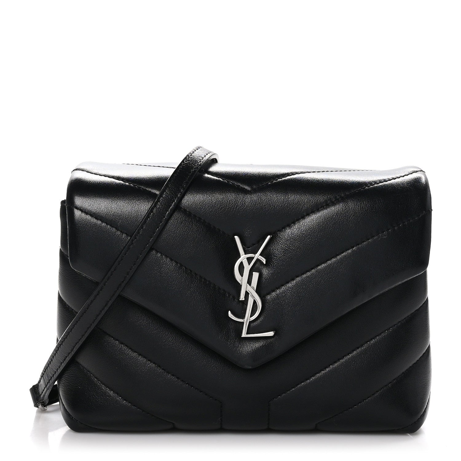 Saint Laurent Calfskin Y Quilted Monogram Toy Loulou Crossbody Bag Black 1 of 13