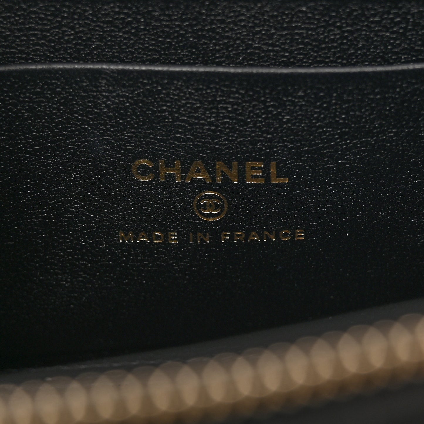 Lambskin Quilted Enamel Coco Casino Small Vanity Case With Chain Black