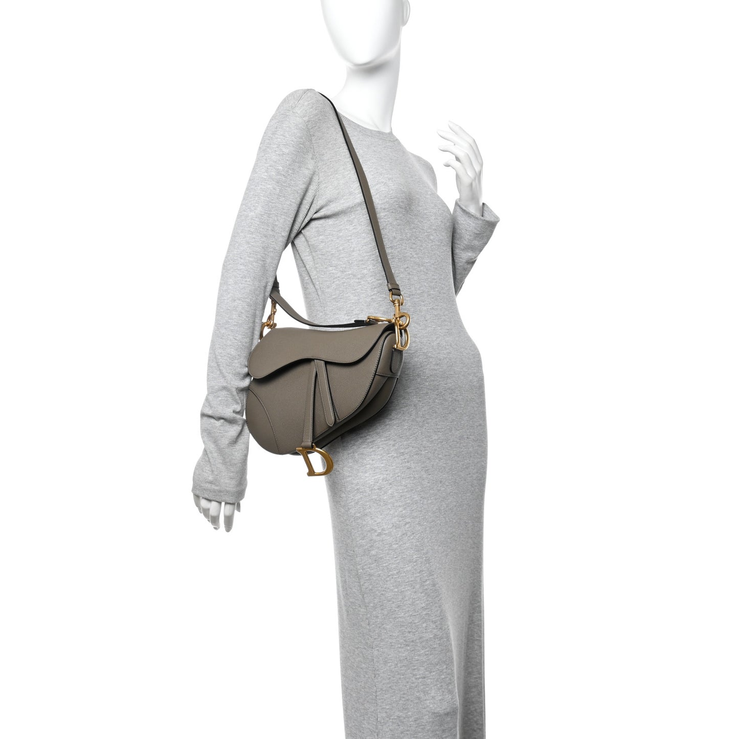 Grained Calfskin Saddle Bag With Strap Clay Green