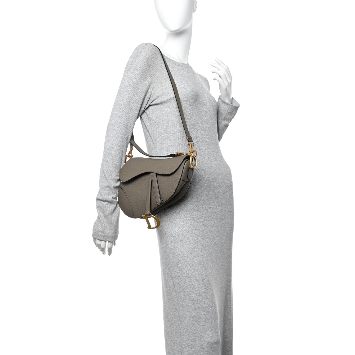 Christian Dior Grained Calfskin Saddle Bag With Strap Clay Green 2 of 12