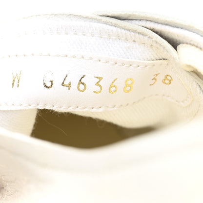 Chanel Lambskin Printed Logo Sneakers 38 White 9 of 10
