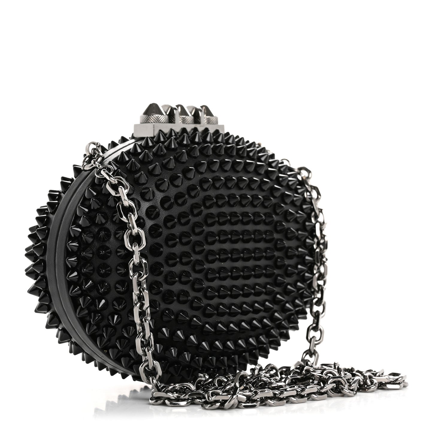 Calfskin Spikes Mina Chain Clutch Black