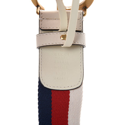 Gucci Nylon Calfskin Sylvie Web Double G 40mm Belt 80 32 Mystic White Hibiscus Red Maritime 3 of 5