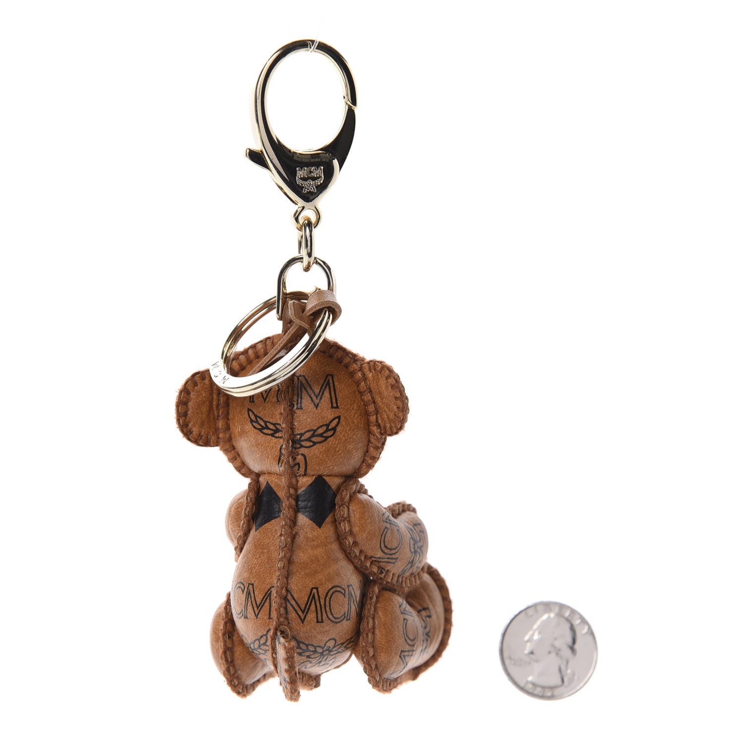 MCM Visetos Bear Key Ring Bag Charm Cognac 2 of 4