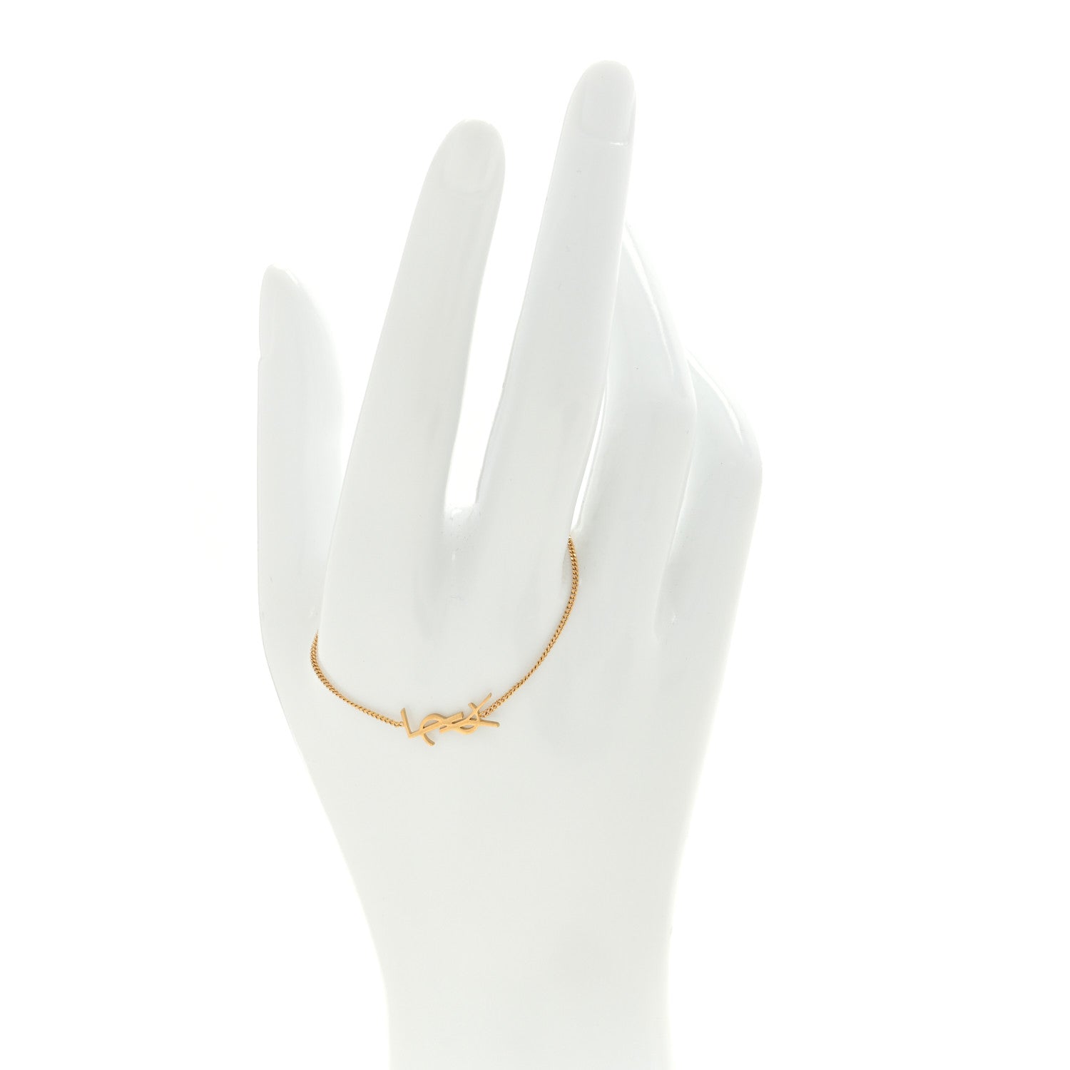 Saint Laurent Brass Monogram Charm Bracelet Gold 2 of 5