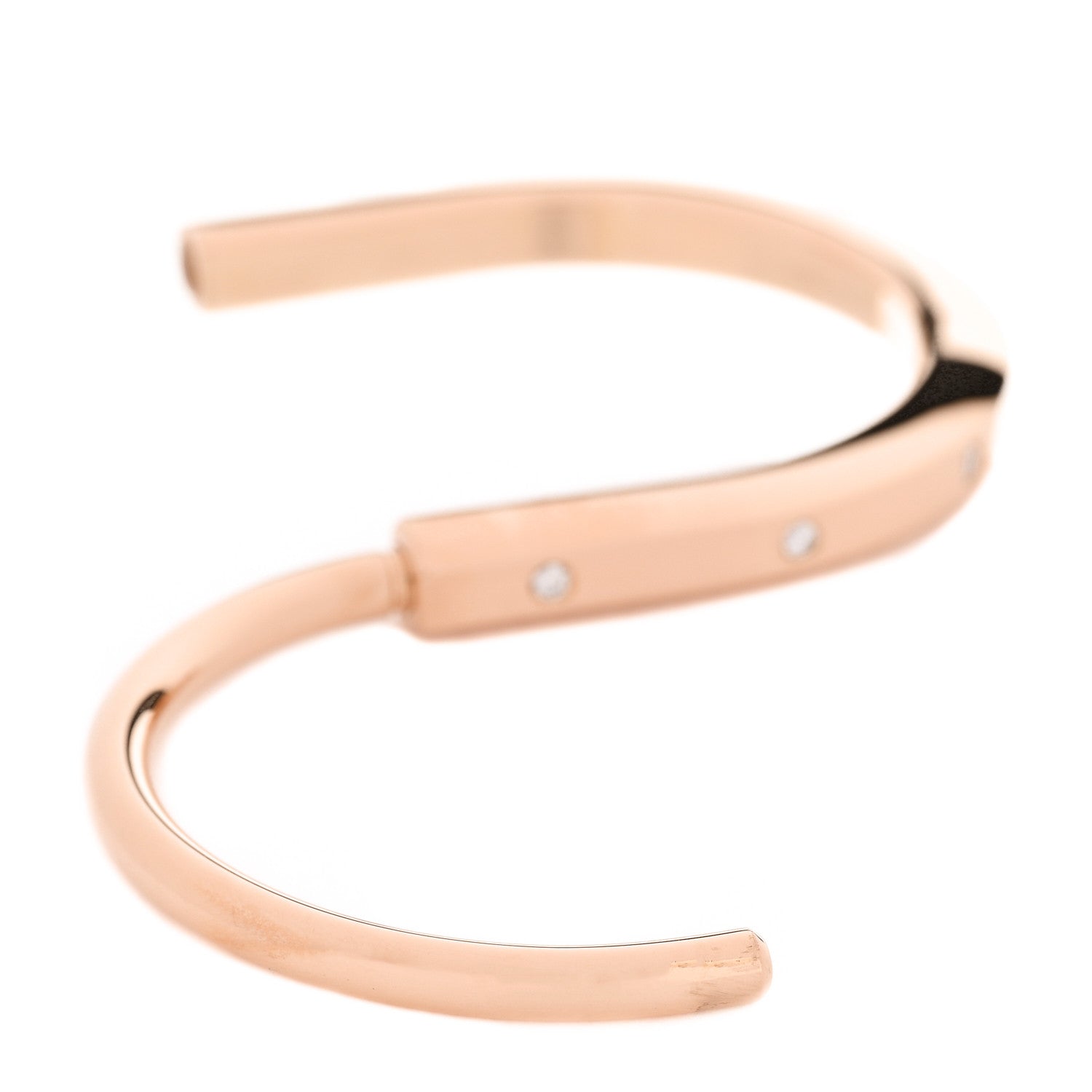 Tiffany 18K Rose Gold Diamond Tiffany Lock Bangle Bracelet 1841074