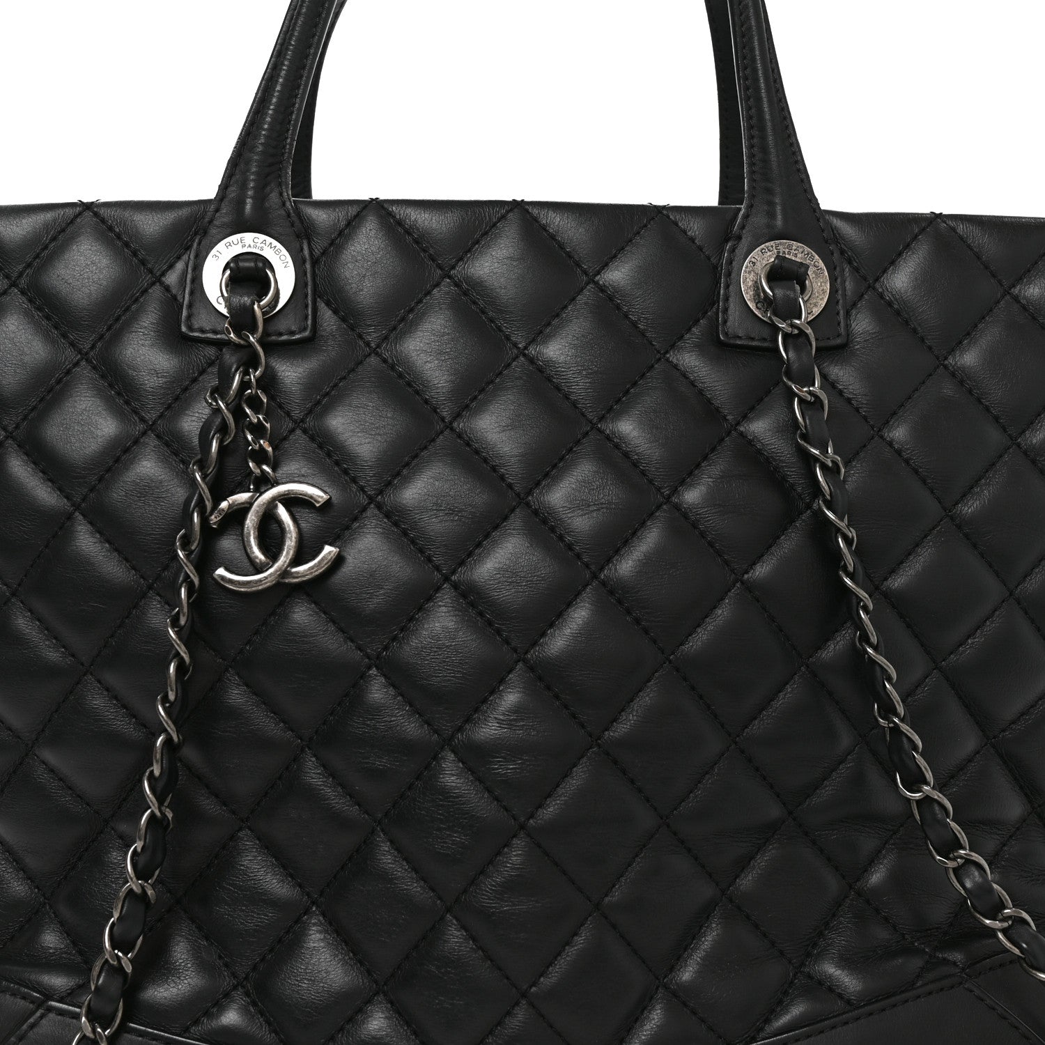 Chanel Calfskin Quilted Large Easy Shopping Tote Black 8 of 10
