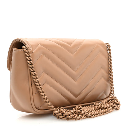 Gucci Calfskin Matelasse Monochrome Super Mini GG Marmont Shoulder Bag Camelia 3 of 11