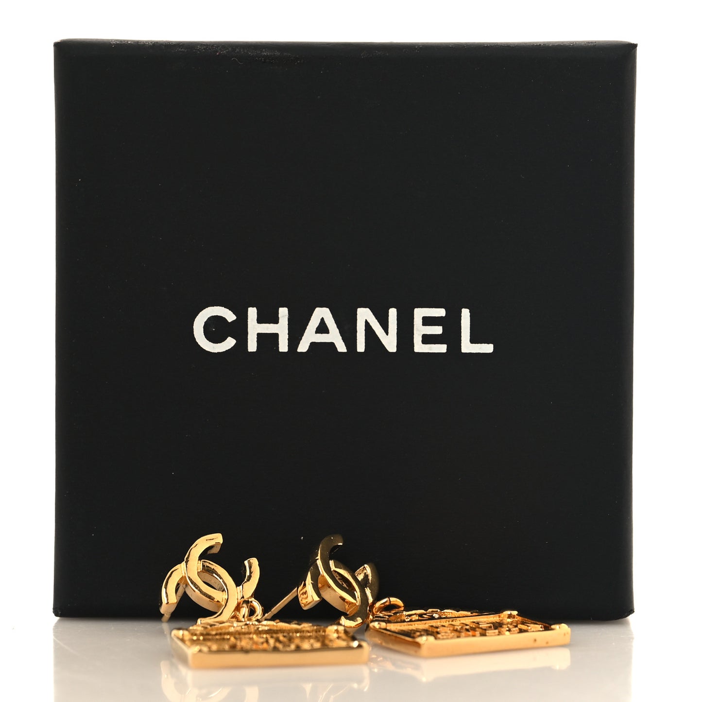 Metal CC Rue Cambon Drop Earrings Gold