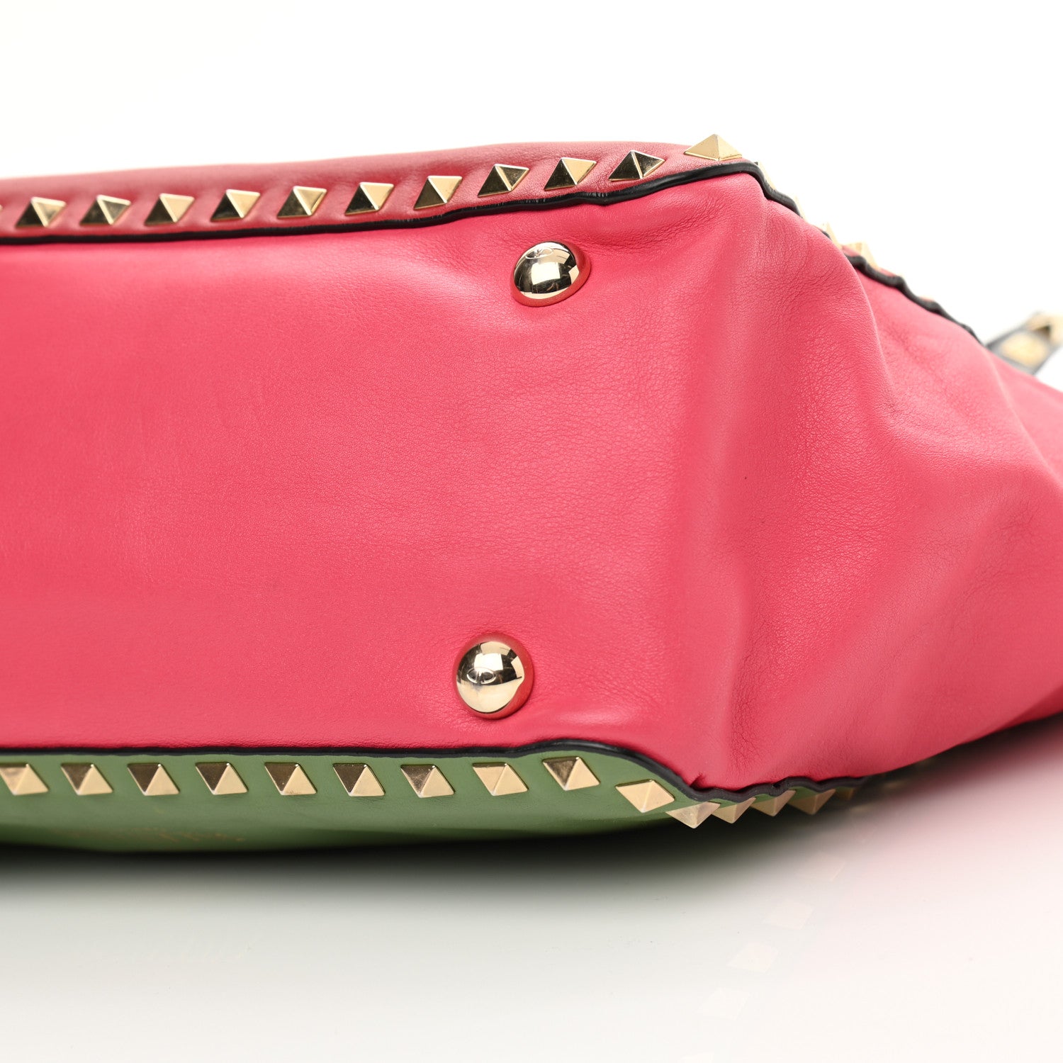 Valentino Garavani Vitello Colorblock Small Rockstud Tote Deep Rose Clover Grey Scarlet 8 of 16