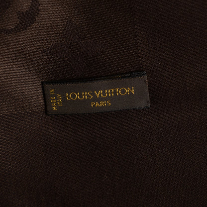 Louis Vuitton Silk Wool Monogram Denim Shawl Chocolate 5 of 5