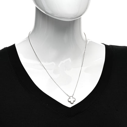Van Cleef & Arpels 18K White Gold Mother Of Pearl Vintage Alhambra Pendant Necklace 2 of 6