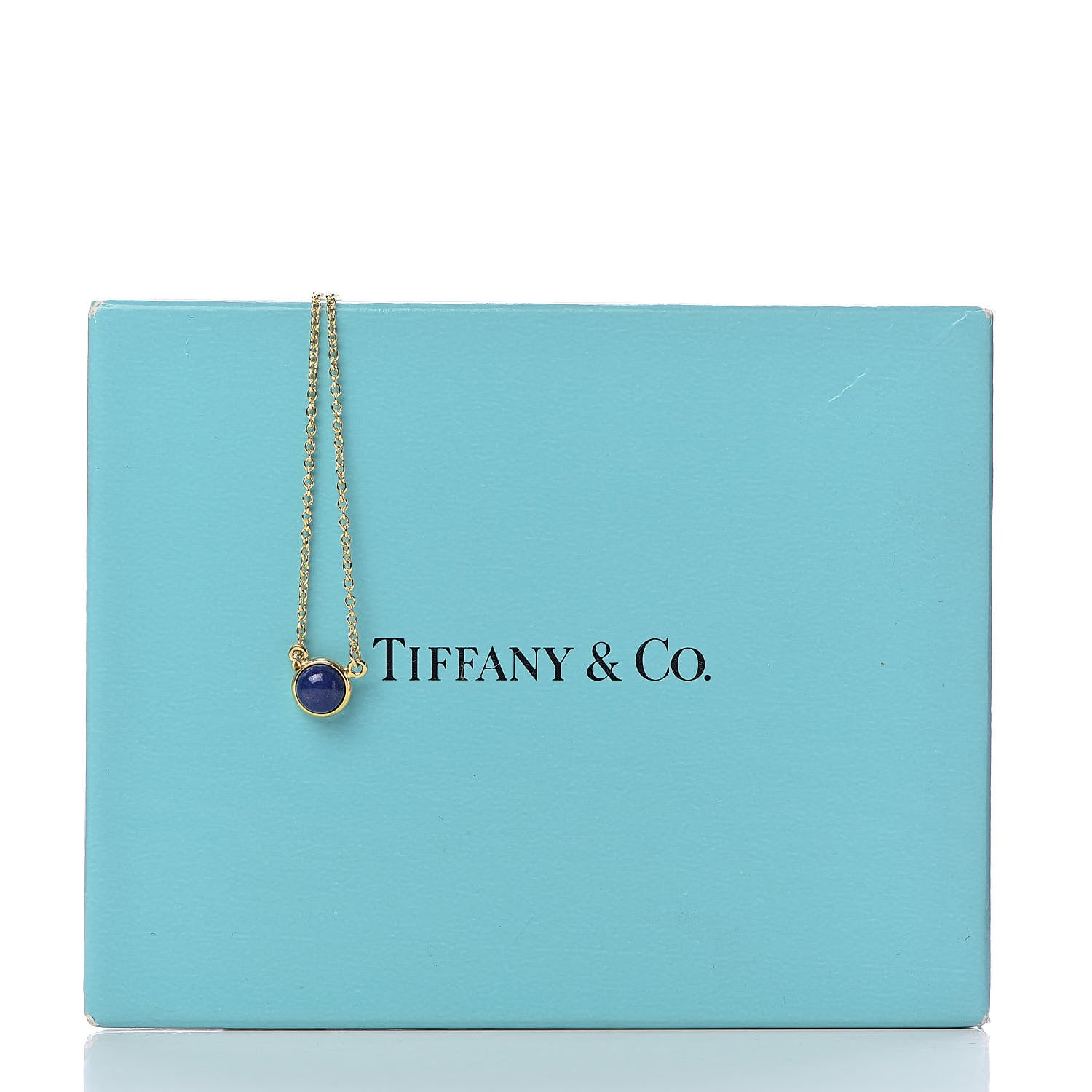 Tiffany 18K Yellow Gold Lapis Lazuli Elsa Peretti Color By The Yard Pendant Necklace 10 of 10