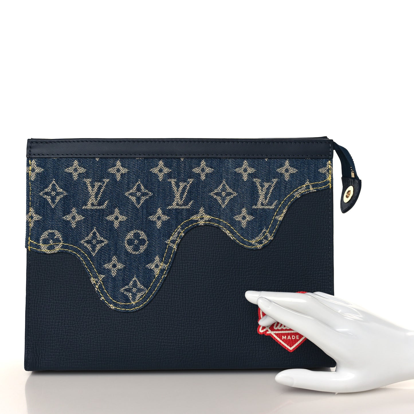 X NIGO Taurillon Monogram Denim Drip Pochette Voyage MM Blue