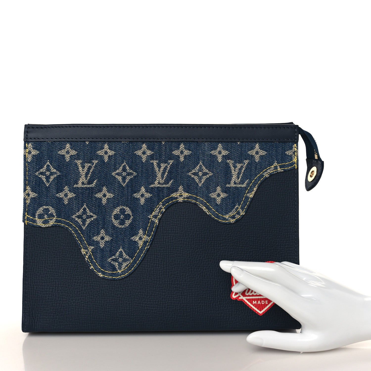 Louis Vuitton X NIGO Taurillon Monogram Denim Drip Pochette Voyage MM Blue 2 of 6