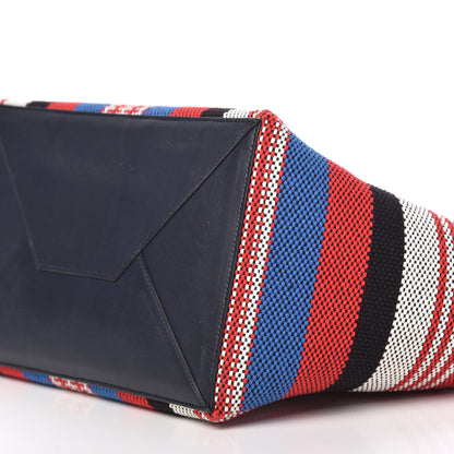Celine Textile Striped Small Horizontal Cabas Phantom Navy Blue 7 of 9