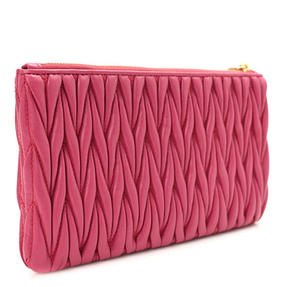 Miu Miu Nappa Matelasse Quilted Zip Wallet Magenta 3 of 8