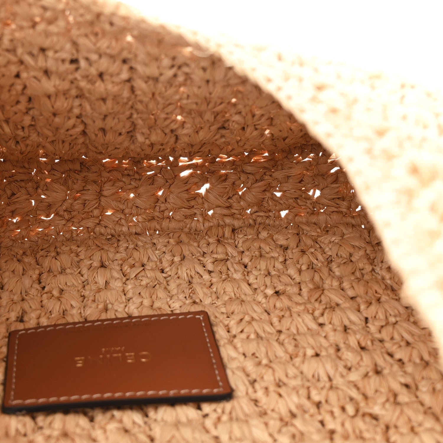 Celine Raffia Calfskin Triomphe Panier Hobo Bag Natural Tan 5 of 10