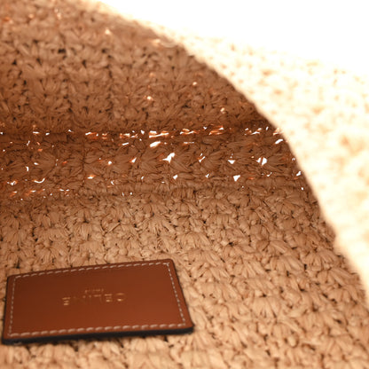 Celine Raffia Calfskin Triomphe Panier Hobo Bag Natural Tan 5 of 10