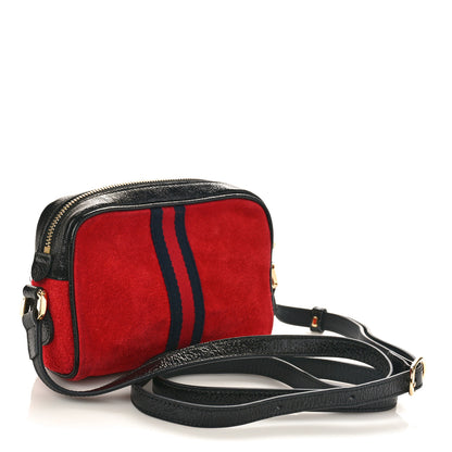 Gucci Suede Patent Web Mini Ophidia Shoulder Bag Hibiscus Red Black 3 of 9