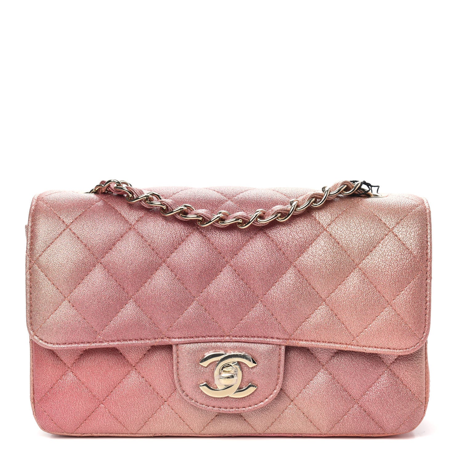 Chanel Metallic Lambskin Quilted Ombre Mini Rectangular Flap Pink 1 of 10