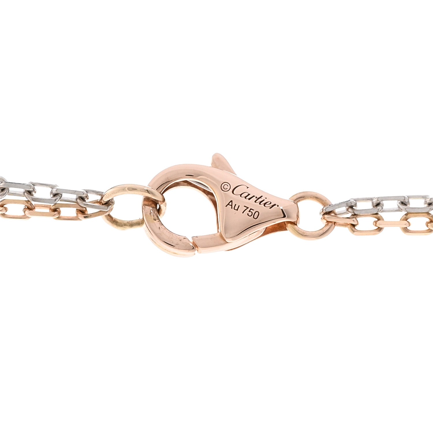 Cartier 18K White Pink Gold Diamond Three Ring LOVE Pendant Necklace 4 of 5