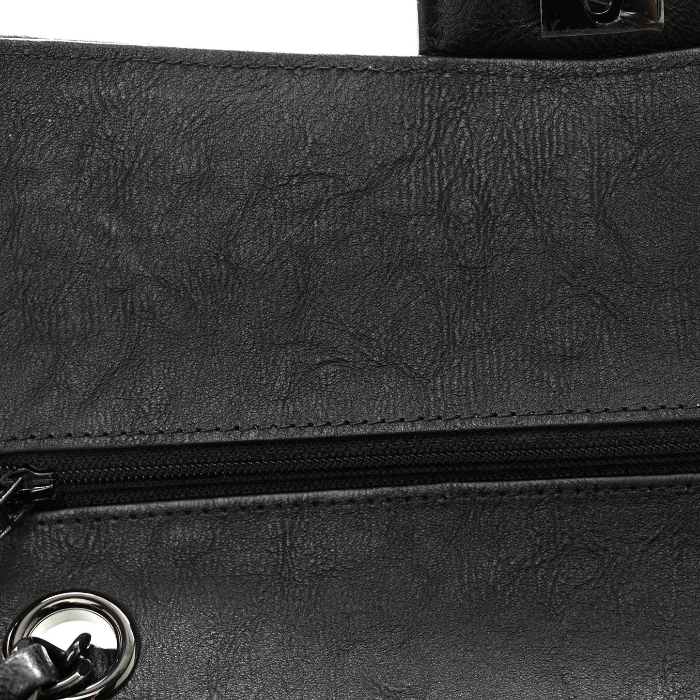 Crumpled Calfskin Quilted Medium Double Flap So Black
