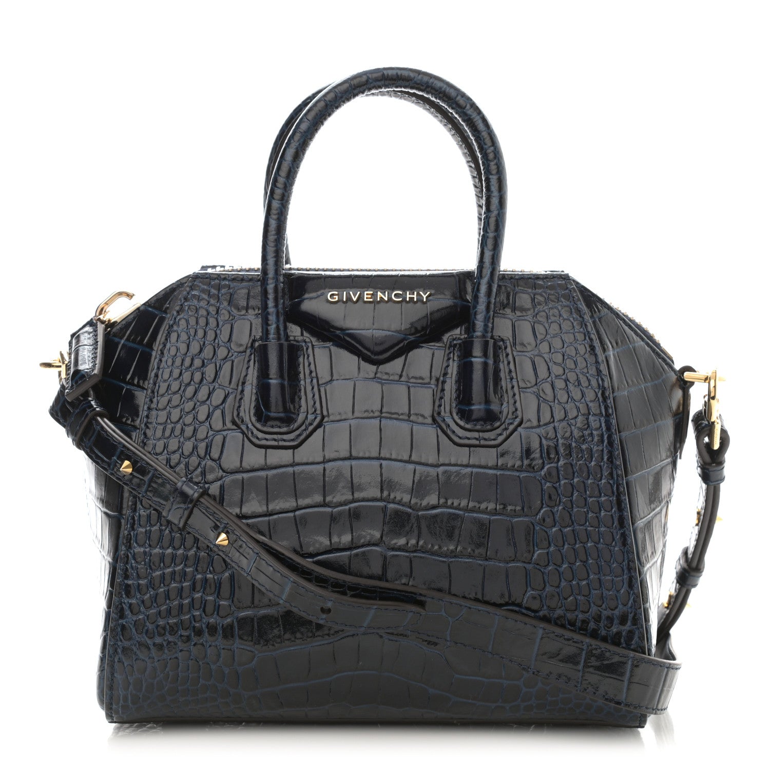 Givenchy Calfskin Crocodile Embossed Mini Antigona Deep Blue 1 of 9