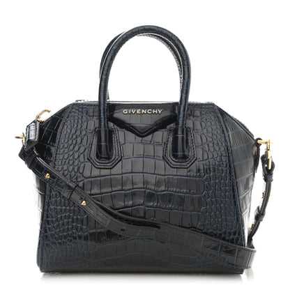 Givenchy Calfskin Crocodile Embossed Mini Antigona Deep Blue 1 of 9