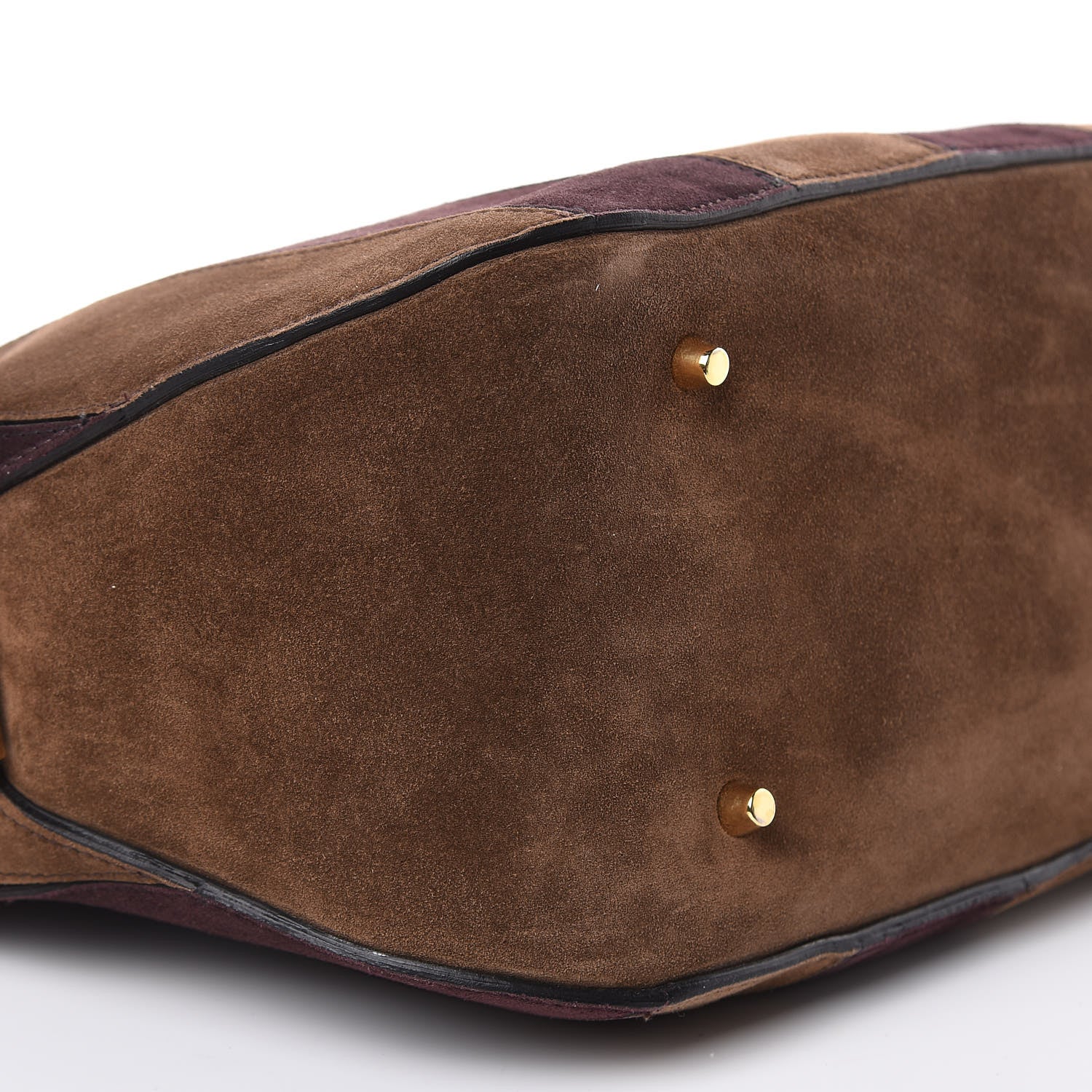 Burberry Suede Striped Medium Orchard Bowling Bag Fawn Brown Plum 8 of 13