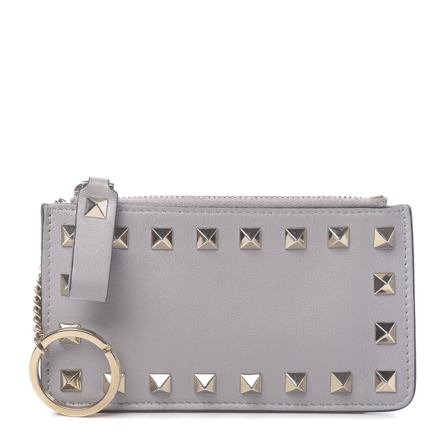 Vitello Rockstud Key Coin Case Card Holder Grey