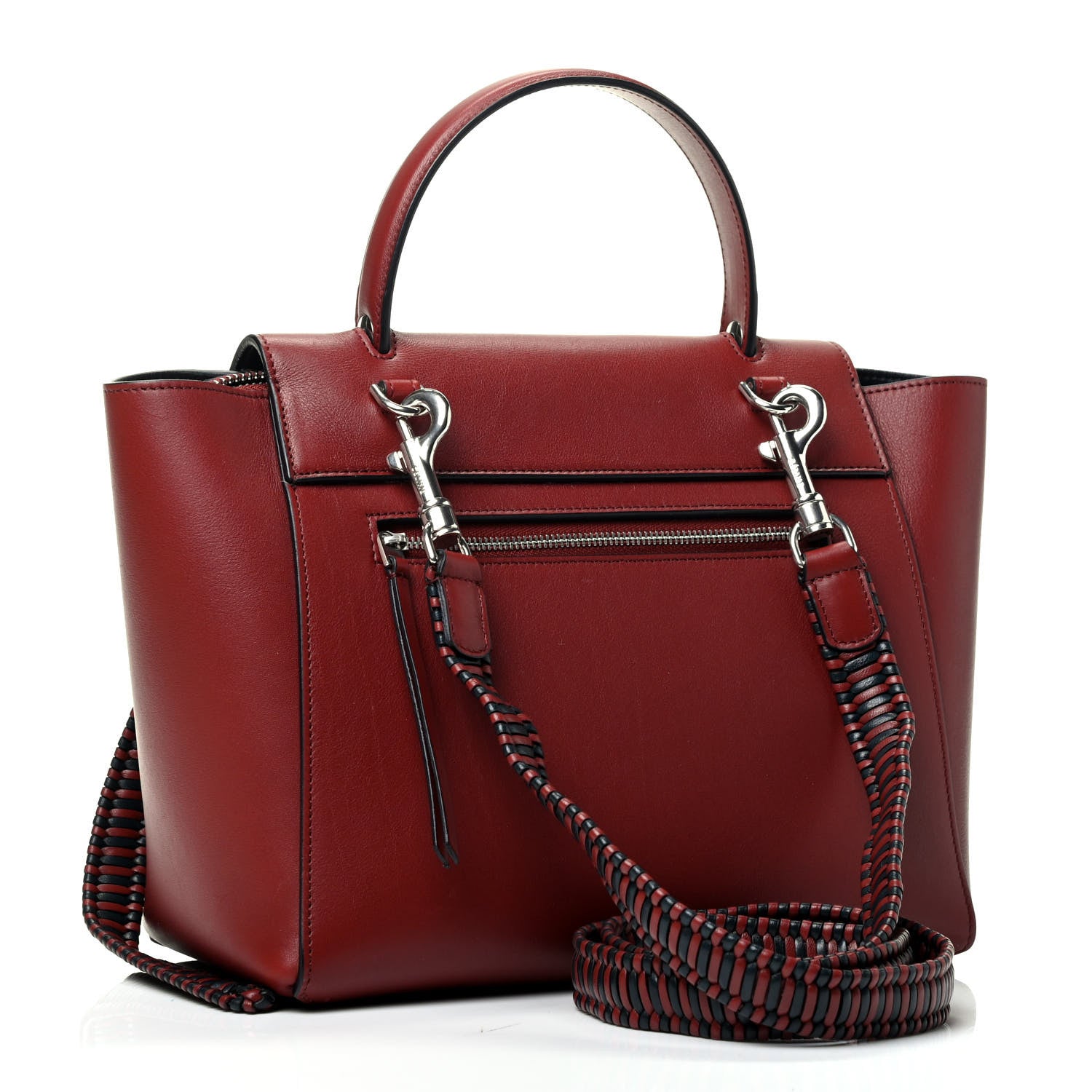Celine Smooth Calfskin Micro Bi-Color Braided Belt Bag Red Wood 2 of 4