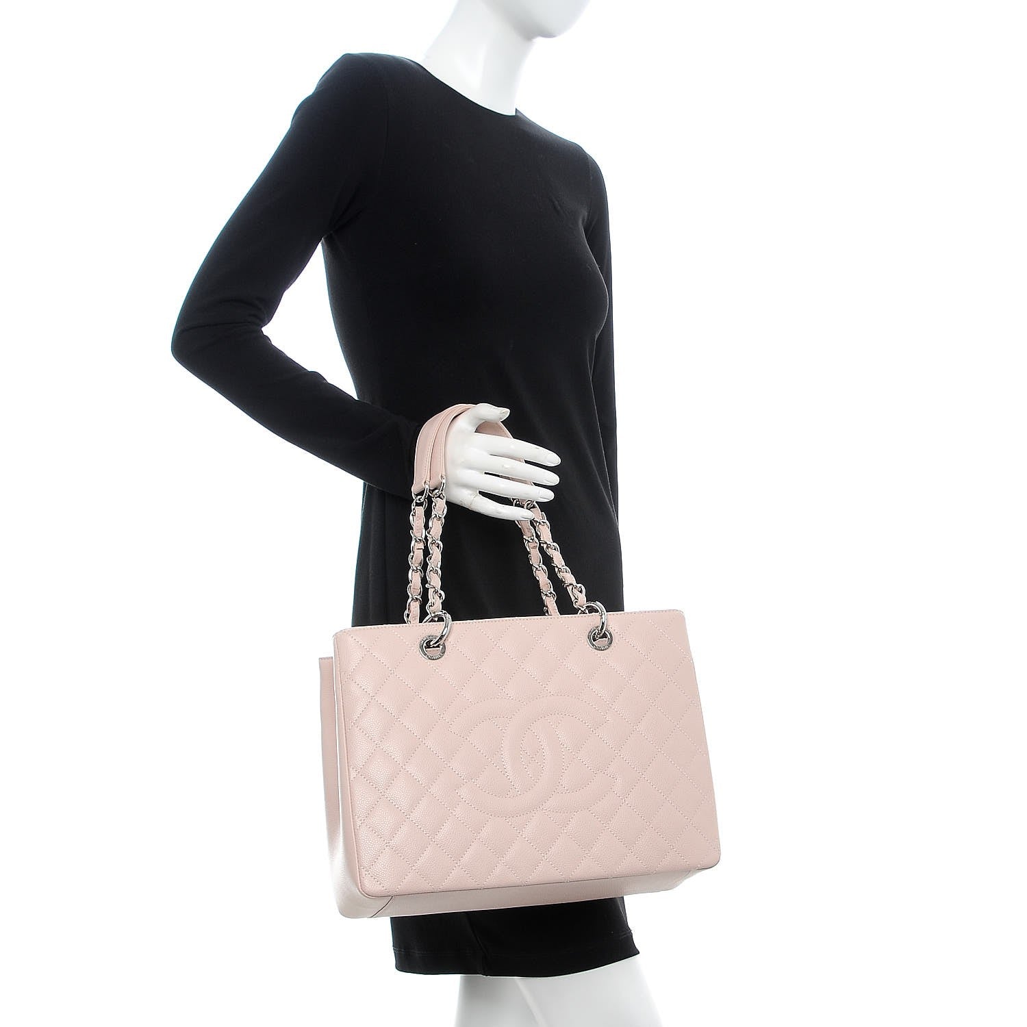 Chanel Caviar Quilted Grand Shopping Tote GST Light Pink 2 of 8