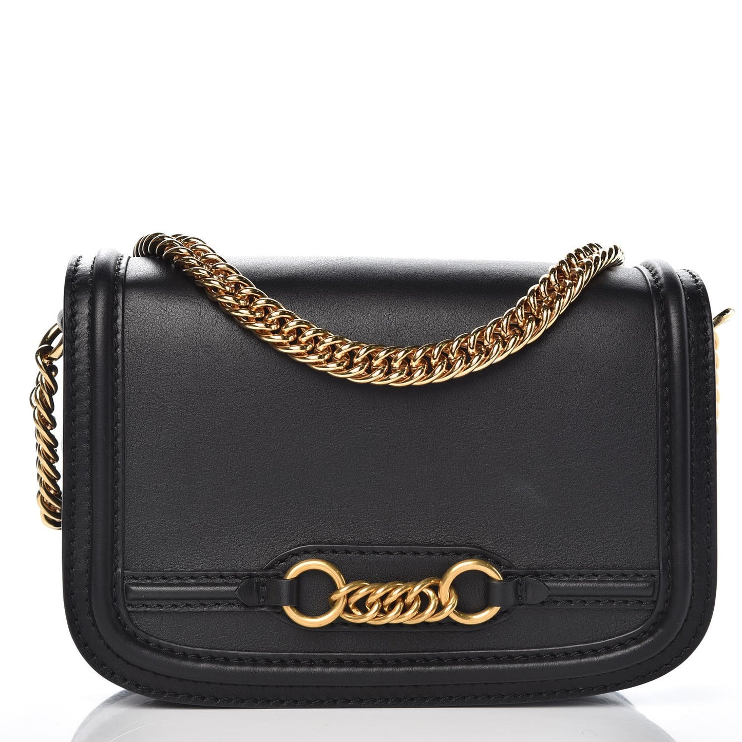 Smooth Calfskin Link Shoulder Bag Black
