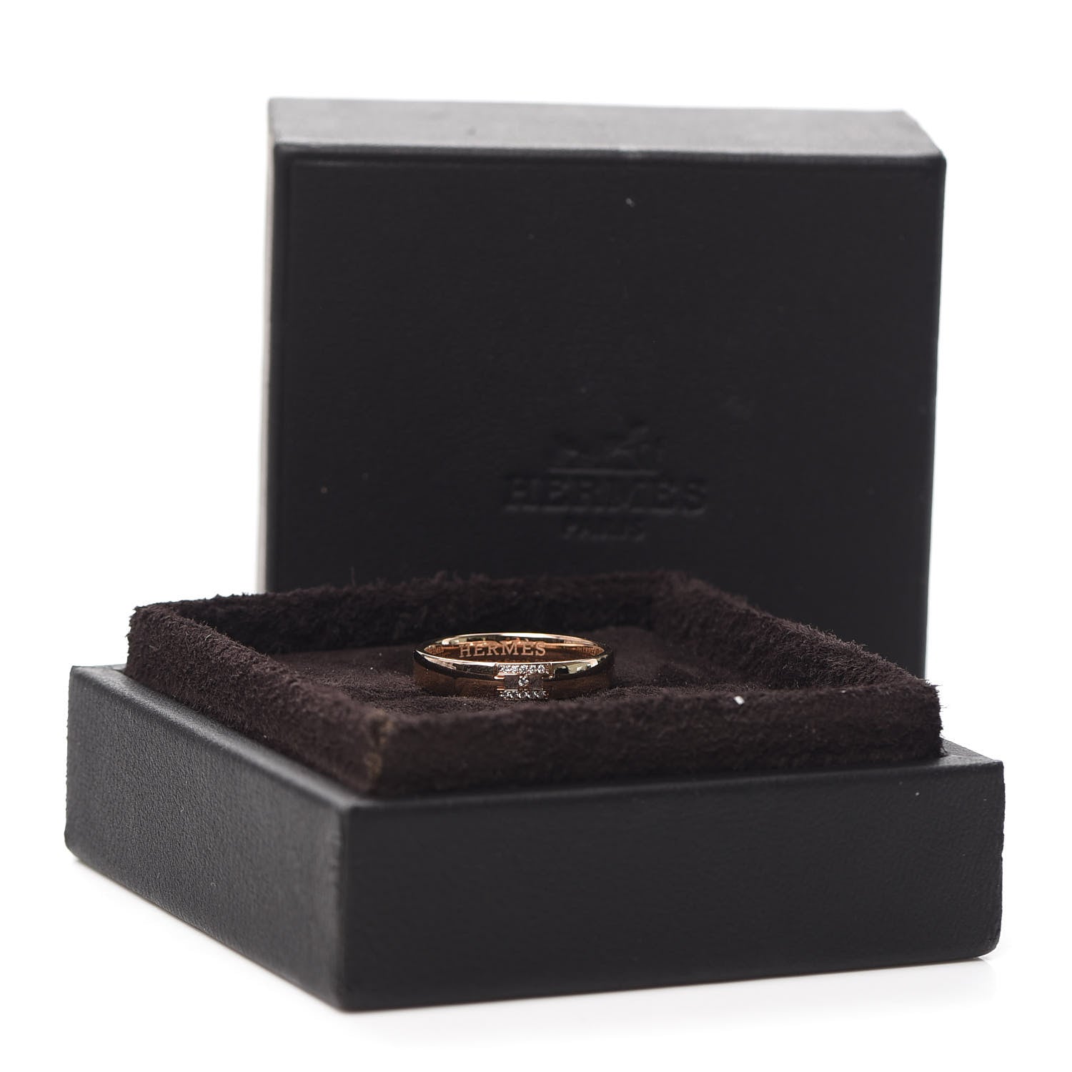 Hermes 18K Rose Gold Diamond Ever Herakles Wedding Band Ring 52 6 5 of 5
