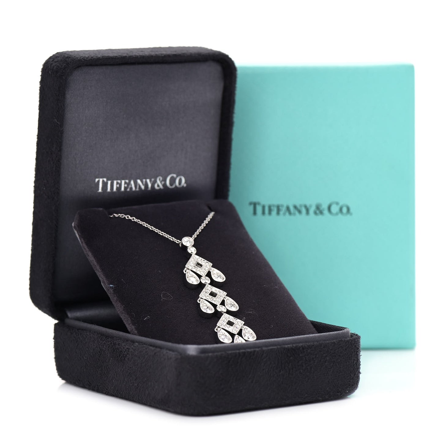 Platinum Diamond Jazz Pagoda Pendant Necklace