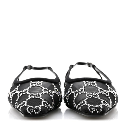 Gucci Tela Retino Kid Scamosciato Crystal GG Monogram Square Demi Ballet Flats 36.5 Black 3 of 9