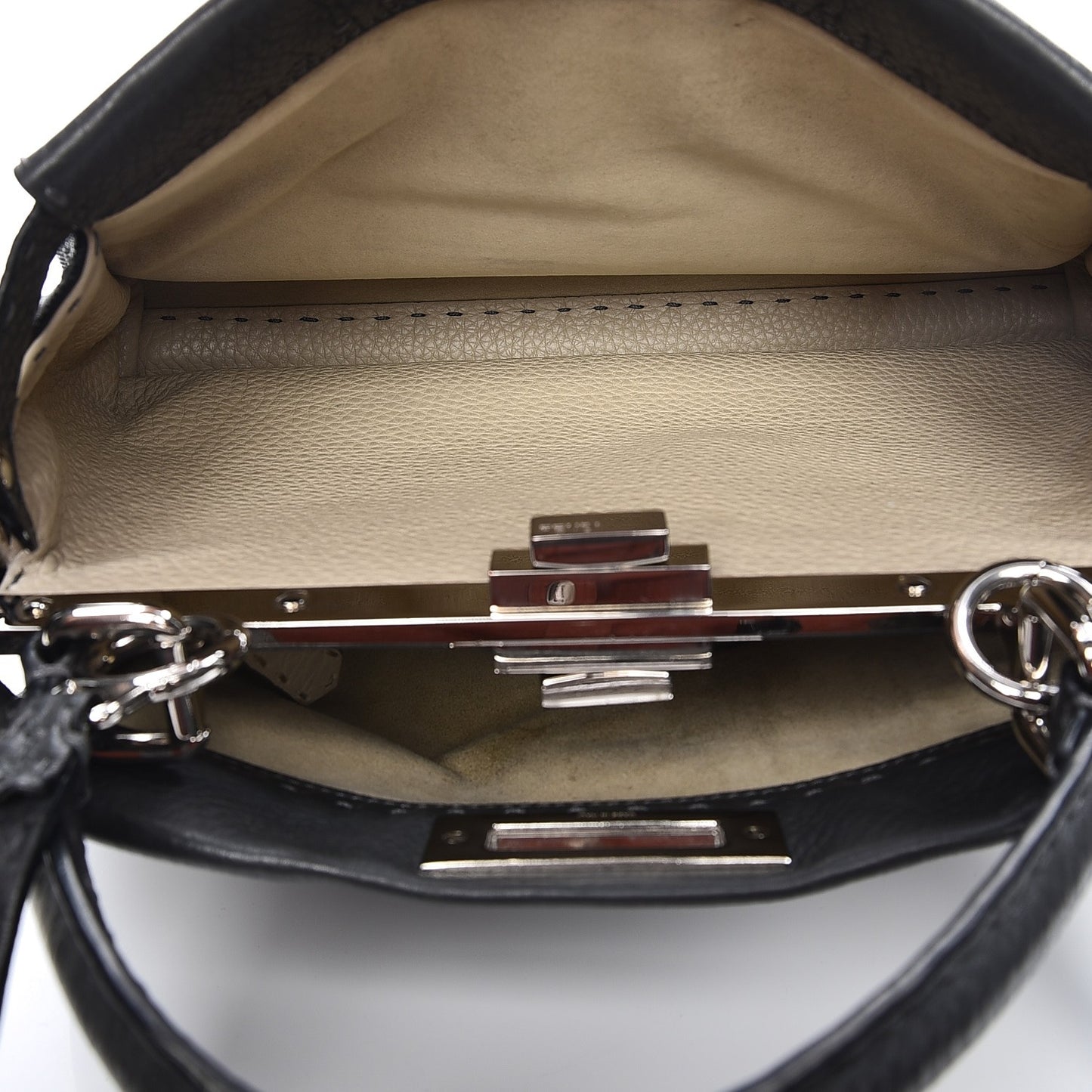 Cuoio Romano Selleria Bi-Color Large Peekaboo Iconic Satchel Asfalto Latte