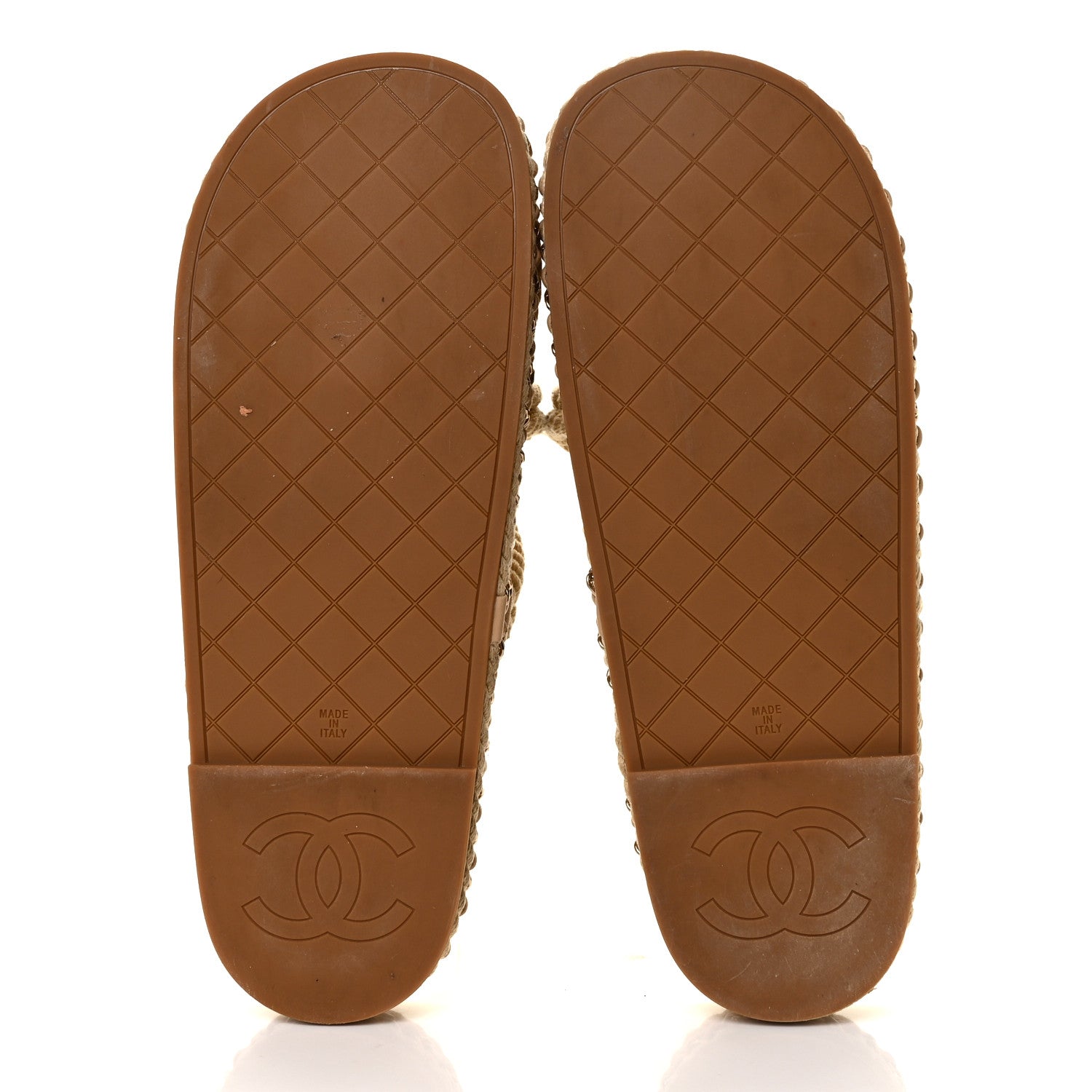 Chanel Cord Lambskin Chain Slide Sandals 39 Beige 5 of 8