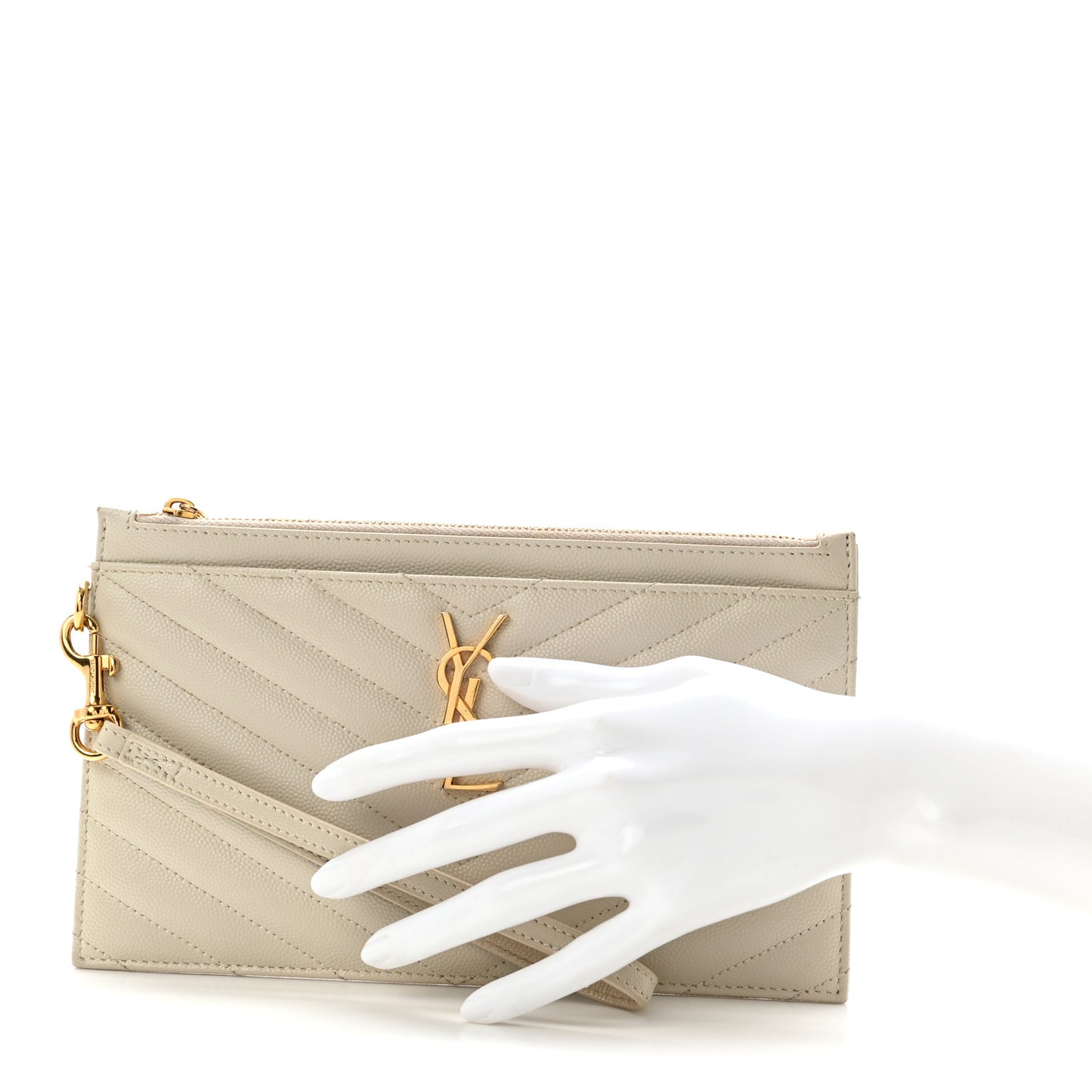 Grain De Poudre Chevron Monogram Bill Pouch Crema Soft