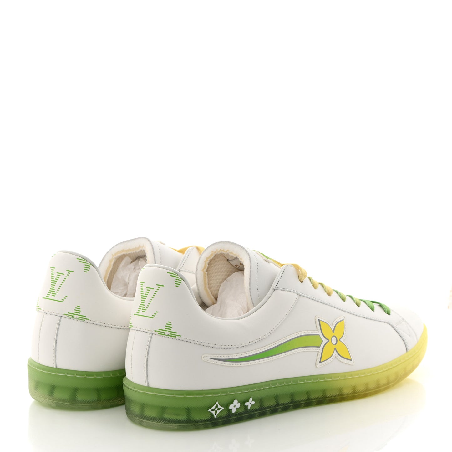 Calfskin Mens Luxembourg Samothrace Sneakers 8.5 White Yellow Green