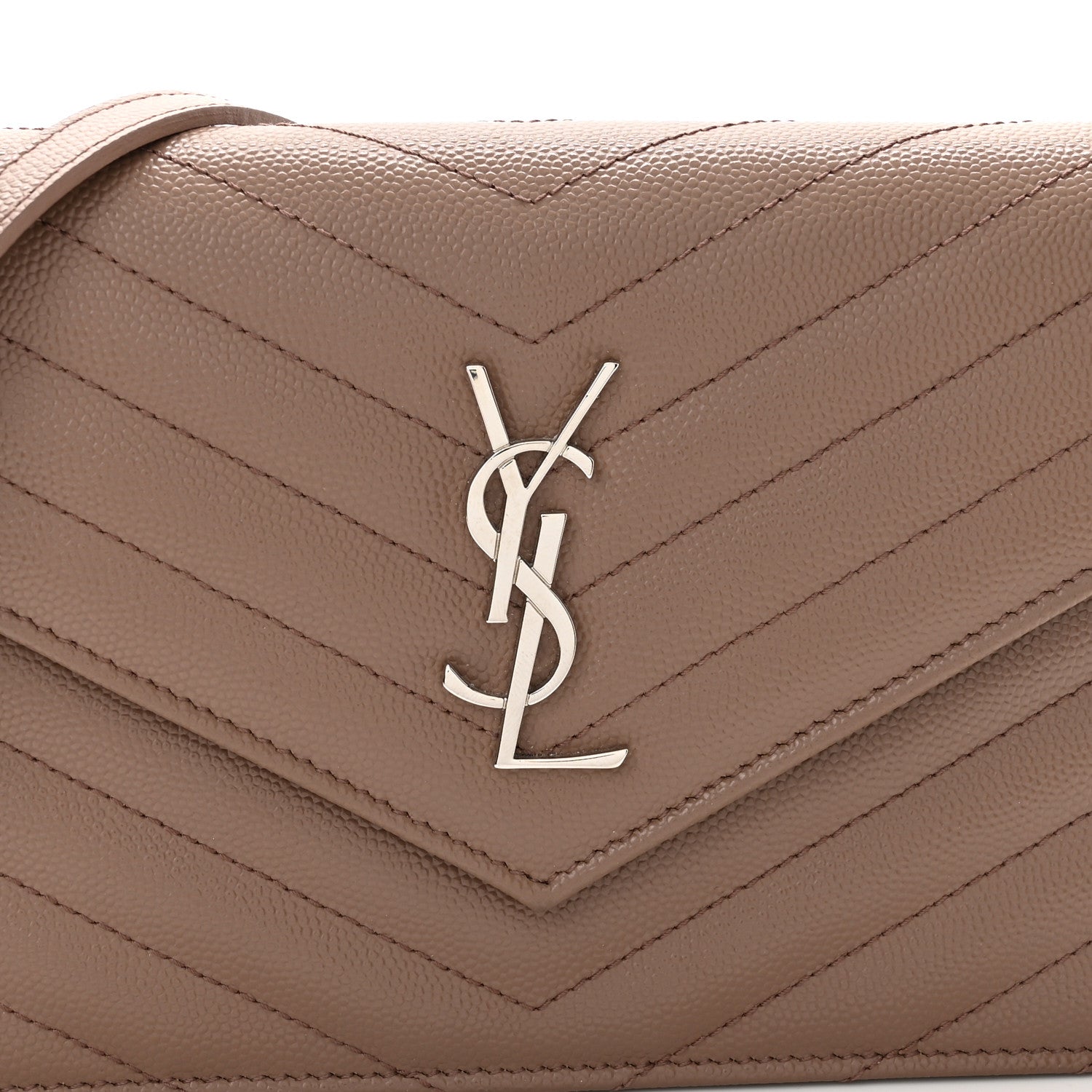 Saint Laurent Grain De Poudre Matelasse Chevron Monogram Envelope Chain Wallet Fard 8 of 11