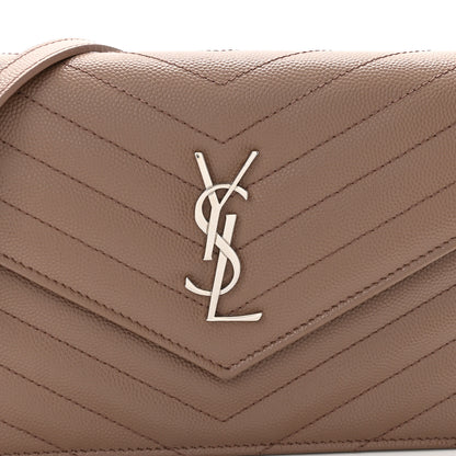 Saint Laurent Grain De Poudre Matelasse Chevron Monogram Envelope Chain Wallet Fard 8 of 11