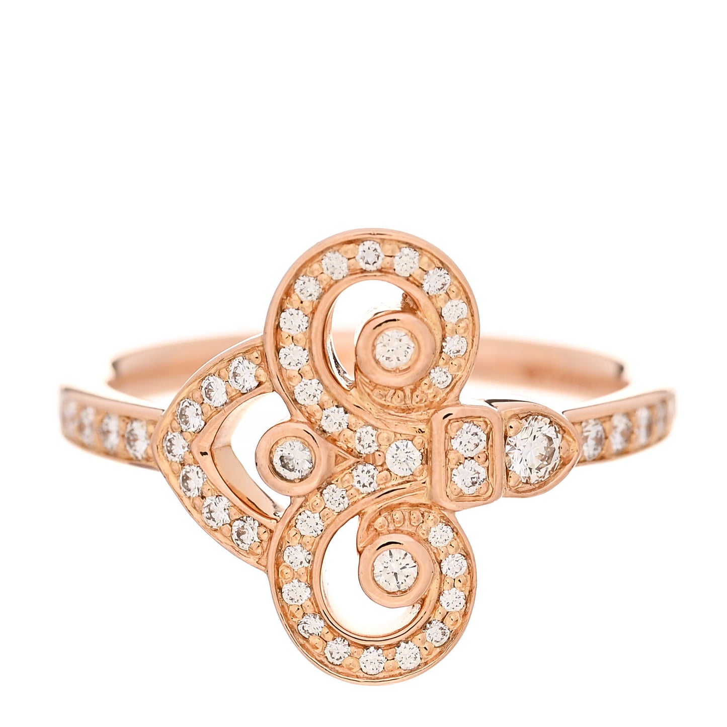 18K Rose Gold Diamond Fleur de Lis Ring 49 5